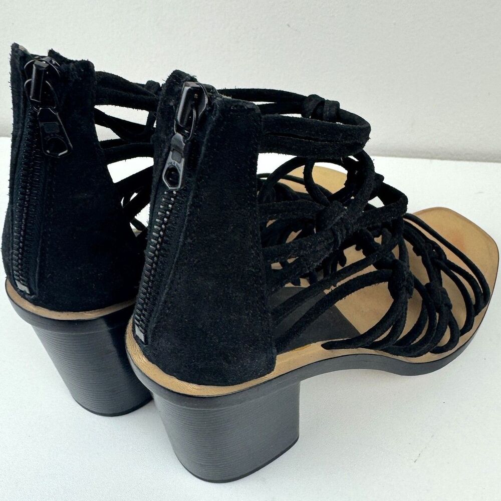 Rag & Bone Camille Black Caged Macrame Design Block Heel Sandals Zip Back EU 37 - Picture 3 of 12